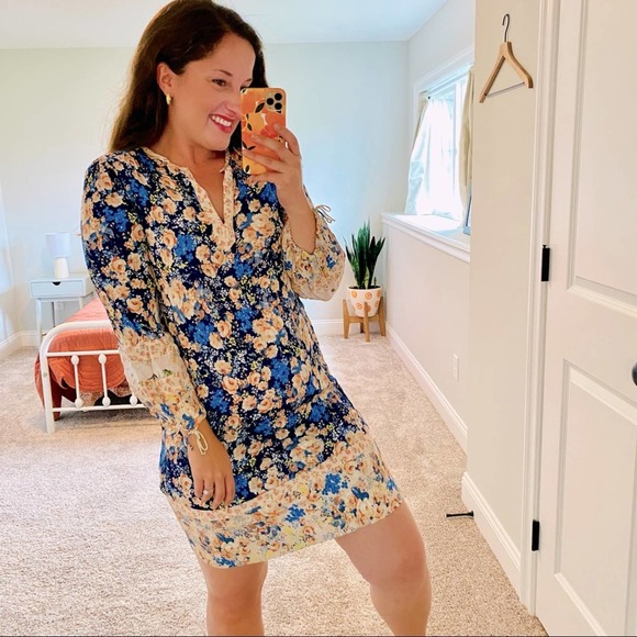 Rebecca Taylor Dresses & Skirts - Rebecca Taylor Pink Blue Floral Long Sleeve Mini Dress 10
